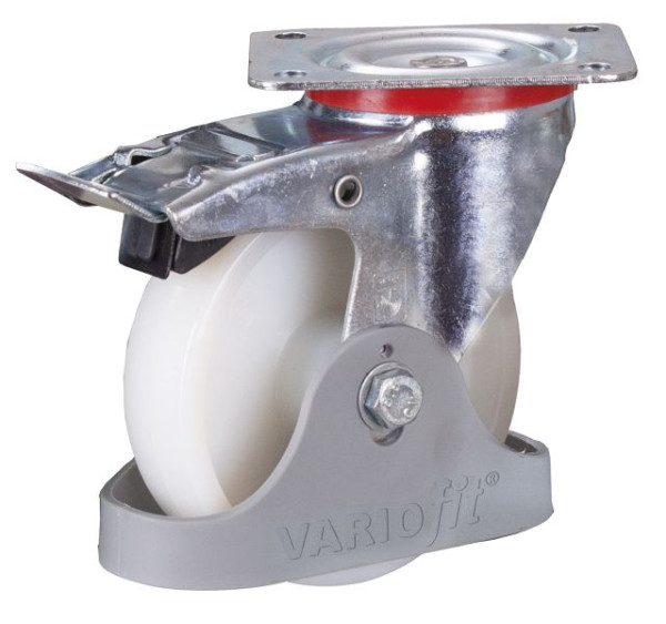VARIOfit Bremsrolle Polyamid, 150 x 40 mm, weiß, mit Präzisions-Rillenkugellager, dpp-150.000