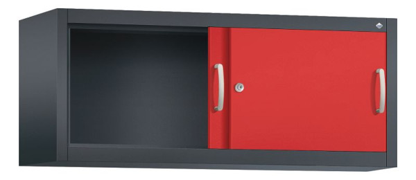 C+P Aufsatzschrank Acurado, H500xB1200xT400mm, Farbe: Schwarzgrau / feuerrot, Bügelgriff, 1 OH, 2044-00 S10112
