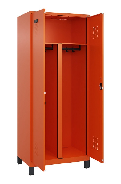 C+P PSA Schwarz-Weiß-Spind Evolo PLUS, mit Füßen, 2 Abteile, 1950x800x500mm, 20, Zylinderschloss, 049012-22P S10050