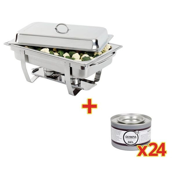 Olympia Milan Chafing-Dish mit 24 x Brennpaste, S600