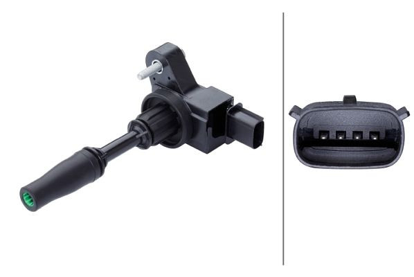 HELLA Zündspule, 14V, 4-polig, Kerzenschachtzündspule, geschraubt, 5DA 358 168-121