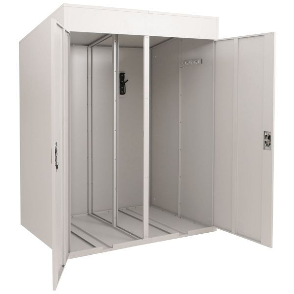 Mendler 2er-Fahrradgarage HWC-H66b, Fahrradbox Fahrradunterstand abschließbar Metall 213x158x125cm, hellgrau, 119203+119204+119205