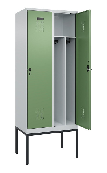 C+P Spind Evolo PLUS, Gestell, 2 Abteile, 2120x800x500mm, 7035/6011, Verschluss Drehriegel, 0490307-22F S10010