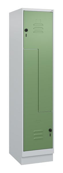 C+P Z-Spind Classic PLUS, Sockel, 2 Abteile, 1800x400x500mm, 7035/6011, Drehriegel, 0800237-122 S10006