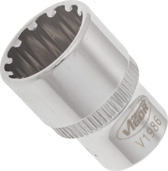 VIGOR Multiprofil-Steckschlüsseleinsatz, Vierkant hohl 6,3 mm (1/4 Zoll), Multiprofil, 13 mm, VE: 10 Stück, V1986