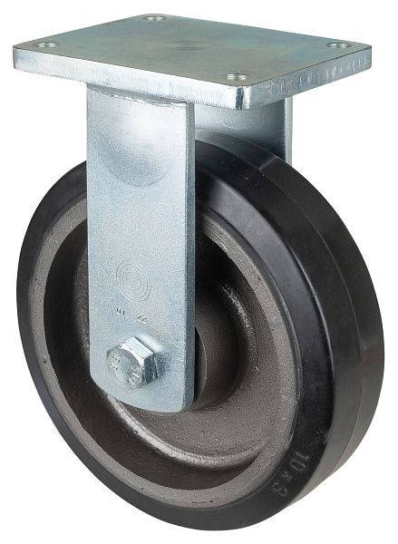 BS Rollen Schwerlastrolle, Bockrolle, Rad-Breite 75 mm, Rad-Ø 250 mm, Tragfähigkeit 750 kg, Elastik-Reifen schwarz, Guss, Kugellager, RR110.B81.251