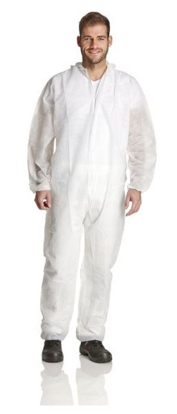 DS SafetyWear PP-Einweg-Overall, Kapuze, Arm-, Bein-, Taillengummi, 50 g/m², weiß, Größe XL, VE: 50 Stück, PP50-XL