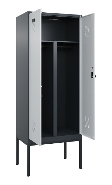 C+P PSA Doppel-Spind Evolo PLUS, Gestell, 2 Abteile, 2120x800x500mm, 7016/7035, Drehriegel, 0490327-22P S10017