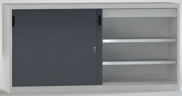 KLW Schiebetürenschrank, 1000x2000x525mm, Mittelwand, links: 1 Schublade, 800mm, 2 Fachböden, rechts: 1 Schublade, 800mm, 2 Fachböden, 7SN-UL1000TB-10S3MRB