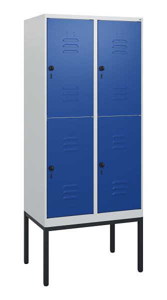 C+P Doppelstöckiger Spind Classic PLUS, Gestell, 2 Abteile, 1950x800x500mm, 7035/5010, Drehriegel, 0803305-22 S10003