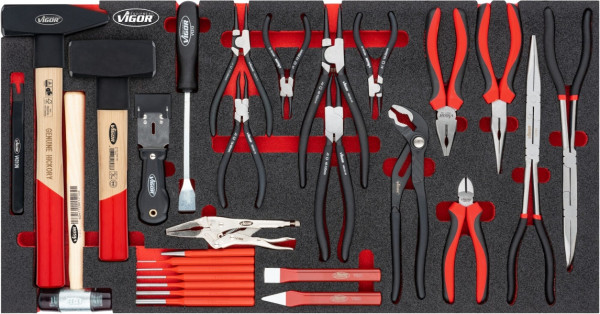VIGOR Zangen, Hammer, Meißel Satz für Series XL, Anzahl Werkzeuge: 29, V5638N