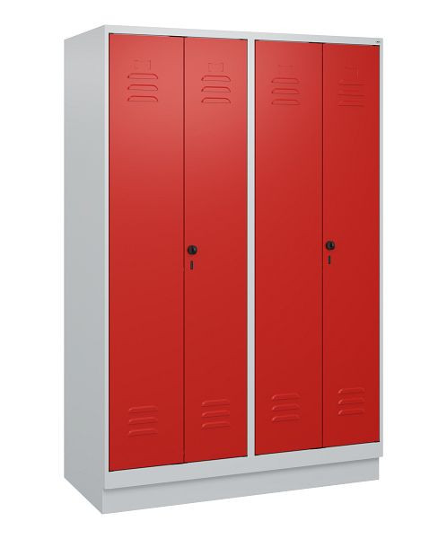 C+P Umkleidespind Classic PLUS SW, Sockel, 4 Abteile, 1800x1200x500mm, 7035/3020, Drehriegel, 0800227-40 S10002
