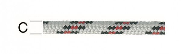 Vormann PP-Schotleine 12mm, weiß schwarz/rot, VE: 60 Meter, 008401120WSR