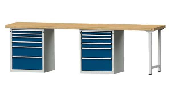 ANKE Werkbänke Kombiwerkbank, Modell 916 V, 2800 x 700 x 850 mm, RAL 7035/5010, BMP 50 mm, 415.146