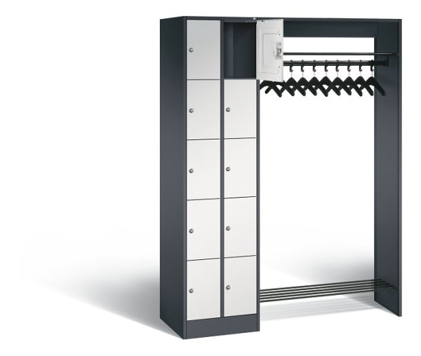 C+P Offene Garderobe Serie 8070, H1950xB1410xT480mm, Farbe: Schwarzgrau / Lichtgrau, 80720-00 S10022