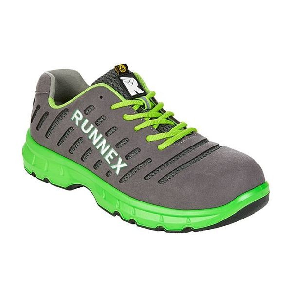 RUNNEX S1P-ESD-Sicherheitshalbschuhe FlexStar, grau/grün, Größe: 39, VE: 1 Paar, 5170-39