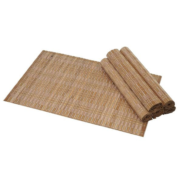 Mendler 6-teiliges Tischset HWC-C13, Platzdeckchen Tischmatte Platzset, Bambus abwaschbar 45x30cm, dunkelbraun, 60925