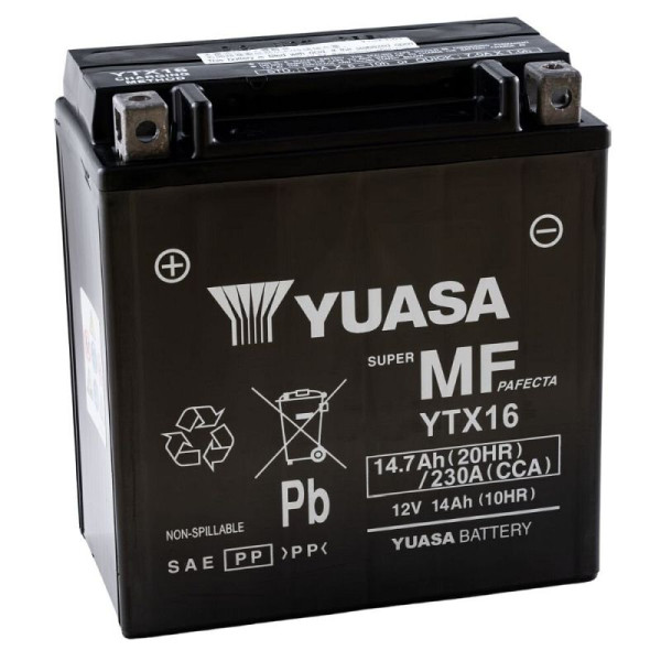 YUASA AGM YTX16 Motorradbatterie 12V 14Ah 230A, 102558