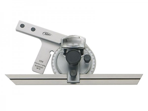 HELIOS PREISSER Universalwinkelmesser, parallaxfreie Feineinstellung, rostfreier Stahl, verchromt, Länge 200 mm, 422502