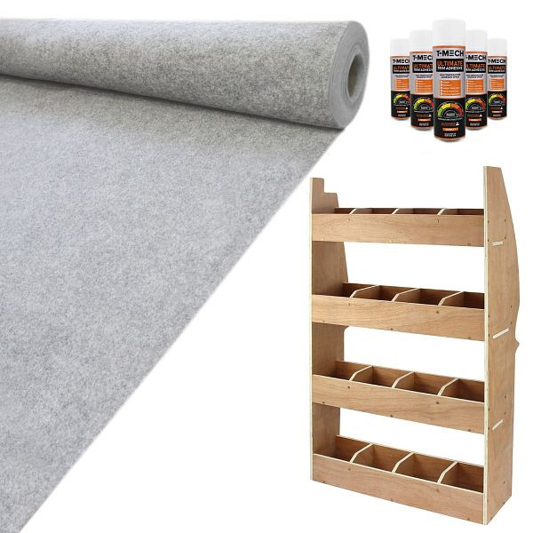 Monster 11qm Silbergrau Teppich-Verkleidung Super Stretch mit Kleber & Citroen Berlingo Regalsystem, 26317