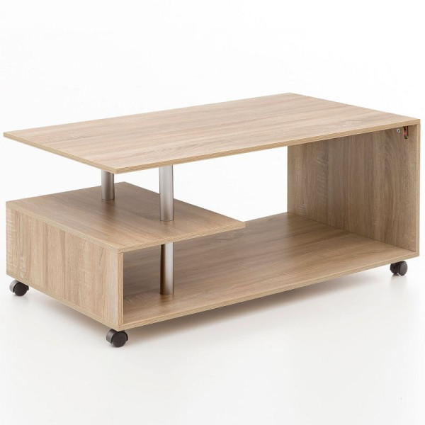 Wohnling Design Couchtisch 105 x 48,5 x 60 cm Sonoma Drehbar mit Rollen, WL5.735