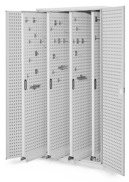 Kappes RasterPlan Vertikalschrank Modell 83, 1950 x 1000 x 600 mm, RAL 7035, Lochplattentür, 4 Auszüge Lochplatten, 1464.01.3013