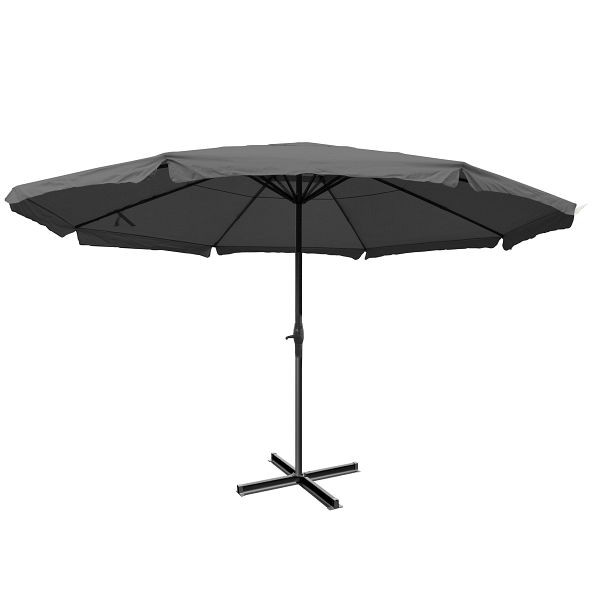 Mendler Sonnenschirm Meran Pro, Gastronomie Marktschirm mit Volant Ø 5m Polyester/Alu 28kg, anthrazit ohne Ständer, 65184