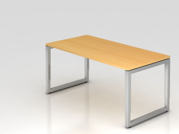 Hammerbacher Schreibtisch O-Fuß eckig 160x80cm Buche, Rechteckform mit schwebender Tischplatte, VRS16/6/S