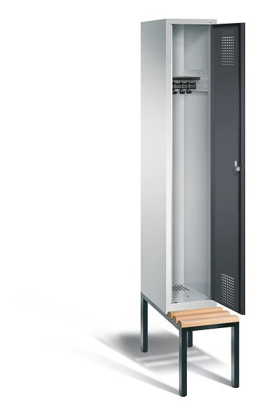 C+P Garderobenschrank Evolo, H2090xB320xT815mm, Farbe: Lichtgrau / Schwarzgrau, 48050-10 S10076