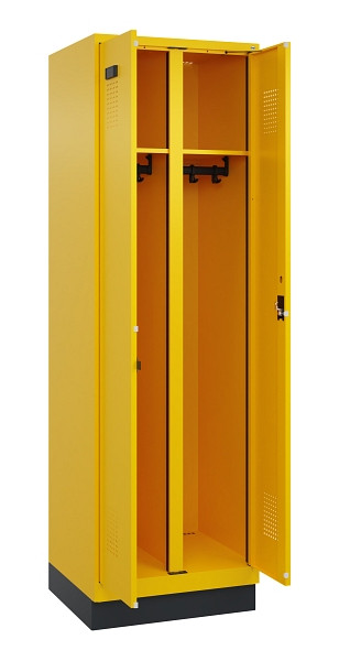 C+P Schwarz-Weiß-Spind Evolo PLUS, mit Sockel, 2 Abteile, 1950x600x500mm, 1023/1, Zylinderschloss, 049022-20 S10049