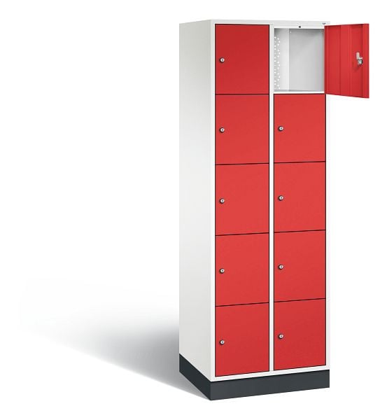 C+P Schließfachschrank Intro, H1950xB620xT490mm, Farbe: Verkehrsweiß / feuerrot, 8570-201 S10241