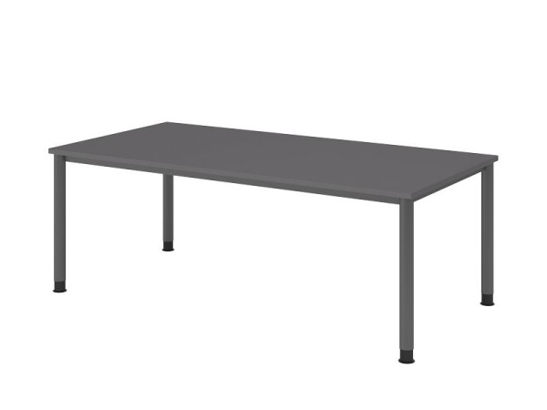 Hammerbacher Schreibtisch 4 Fuß rund 200x100cm Graphit/Graphit, Rechteckform, VHS2E/G/G