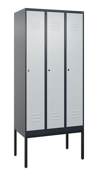C+P Umkleidespind Classic PLUS mit Mitteltrennwand, Gestell, 3 Abteile, 2120x900x500mm, 7016/7035, Zylinderschlösser, 0800307-30F S10028