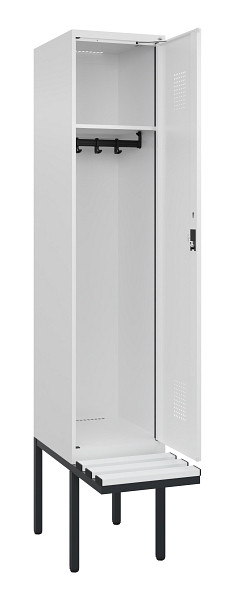 C+P Spind Evolo PLUS, 1 Abteile, 2120x400x815mm, 9016/9016, Haken 4, Zylinderschloss, Material Sitzfläche Kunststoff, 0490407-12 S10101