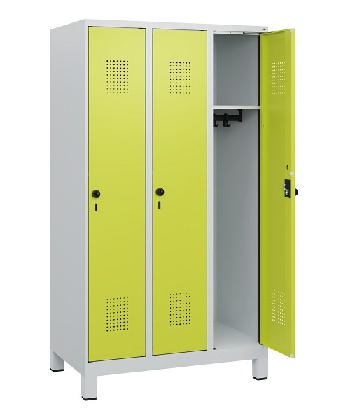 C+P Spind Evolo PLUS, Füße, 3 Abteile, 1630x900x500mm, 7035/0024, Drehriegel, 0490105-30 S10015