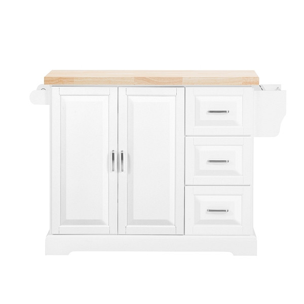 SoBuy Kücheninsel mit drei Schubladen Weiß 130x71x91cm, Klassisch, Holzoptik, FKW41-II-WN