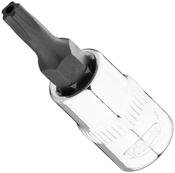 VIGOR T-Plus Schraubendreher-Einsatz, Vierkant 6,3 mm (1/4 Zoll), Innen 5-Stern Profil mit Zapfen, T20+H, V7037-IPR20