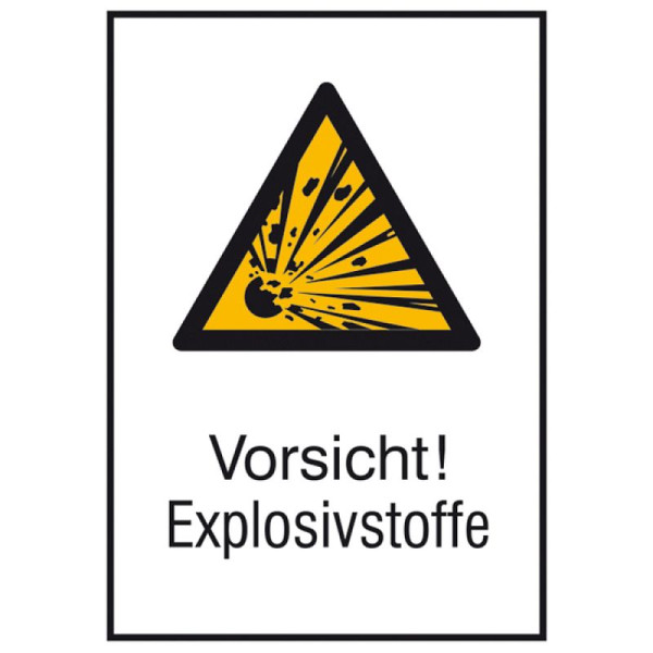 Stein HGS Kombischild mit Warnzeichen und Zusatztext, Vorsicht! Explosivstoffe, 21.0402