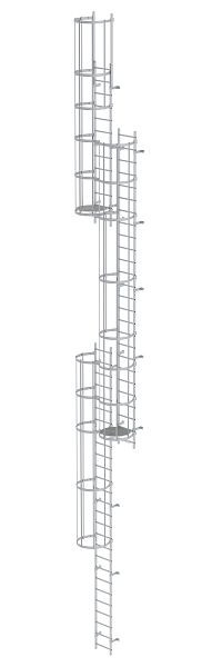 Munk Günzburger Steigtechnik Mehrzügige Steigleiter mit Rückenschutz (Notleiter) Aluminium eloxiert 15,20m, 500245