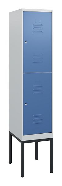 C+P Doppelstöckiger Spind Classic PLUS, Gestell, 1950x400x500mm, 7035/5023, Zylinderschlösser, 0803305-12 S10035