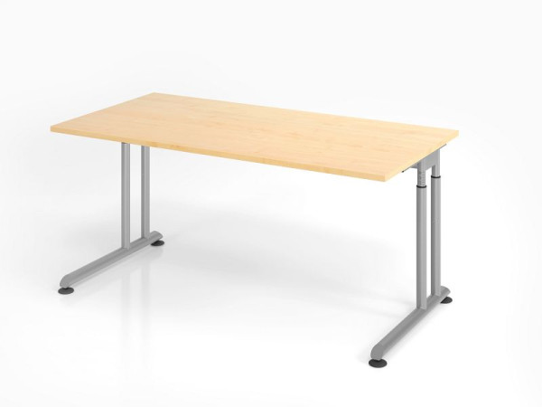 Hammerbacher Schreibtisch ZS16, 160 x 80 cm, Platte: Ahorn, 25 mm dick, ABS-Dickkante, Rechteckform, Silber, VZS16/3/S