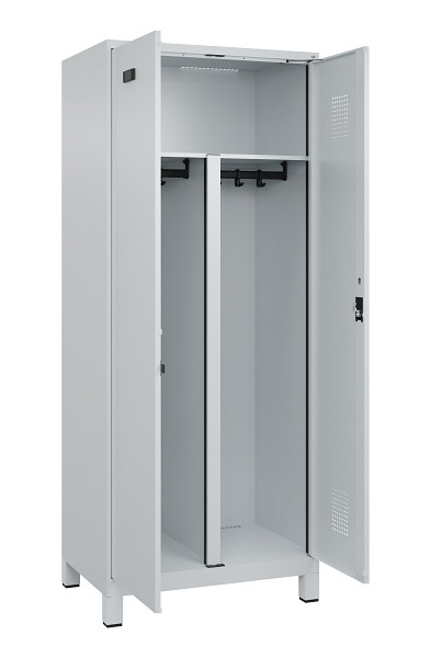 C+P PSA Schwarz-Weiß-Spind Evolo PLUS, mit Füßen, 2 Abteile, 1950x800x500mm, 7035, Frontfarbe RAL 7035 Lichtgrau, Zylinderschloss, 049012-22P S10040