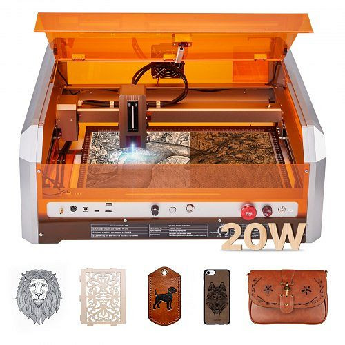 VEVOR Lasergravierer 20W, mit Gehäusekamera, 400x400 mm Arbeitsbereich, 30000 mm/min, für Holz, Leder, Glas, Metalle, FBSJGDKJ4040EZLRF001V2