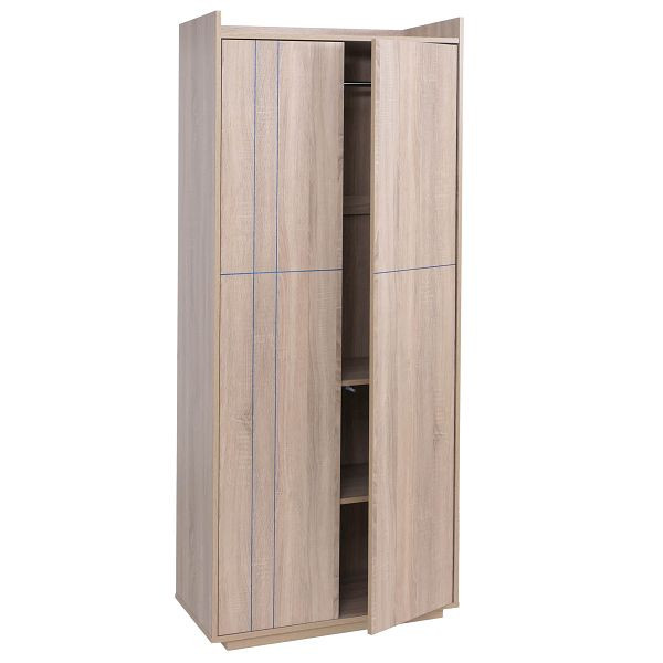 Mendler Schrank HWC-P44, Kleiderschrank Garderobenschrank 2 Türen Push-to-open, MDF 184x80x40cm, Sonoma-Eiche-Optik, 139857+139858
