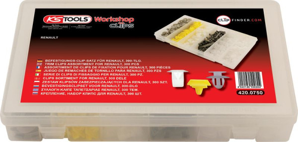 KS Tools Befestigungs-Clip-Satz für Renault, 300-teilig, 420.0750