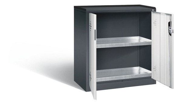 C+P Umweltschrank Acurado, H1000xB930xT500mm, Farbe: Schwarzgrau / Lichtgrau, Muldengriff, 8821-315 S10178