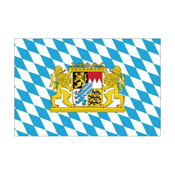 Stein HGS Landesflagge Bayern (Rauten mit Löwe), 60 x 90 cm (Querformat), mit Seil und Schlaufe, FlagTop 110 g/m², für Fahnenmasten 6 m, ohne Hohlsaum, 26176