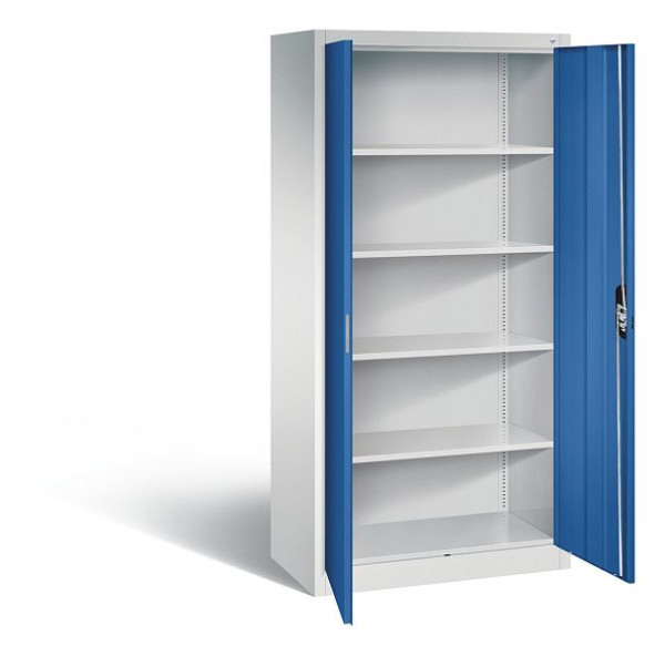 C+P Büroschrank Acurado, H1950xB930xT500mm, Farbe: Lichtgrau / Enzianblau, Muldengriff, 5 OH, 9280-000 S10743