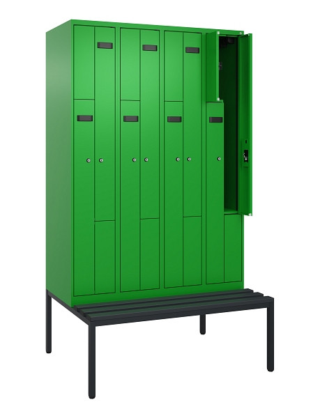 C+P Z-Spind Evolo PLUS, 8 Fächer, 2120x1200x815mm, 6037/6037, Zylinderschloss, Material Sitzfläche Kunststoff, Sitzbank, 0490537-408 S10107