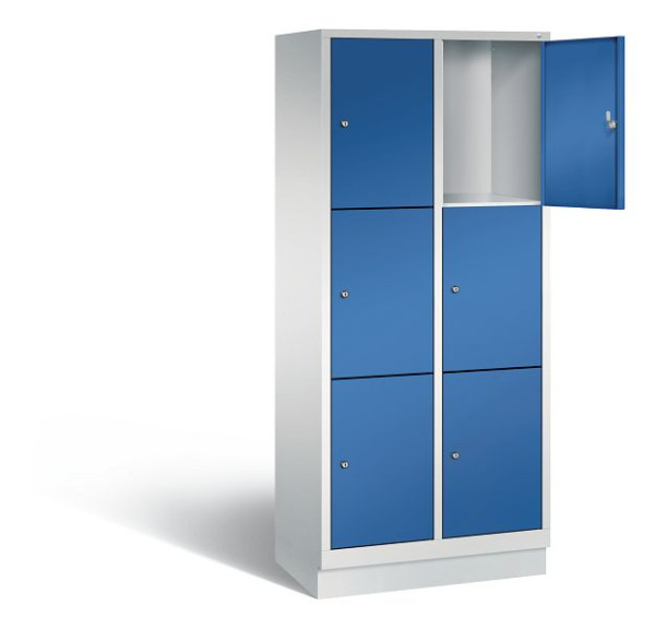 C+P Schließfachschrank Evolo, H1800xB810xT500mm, Farbe: Lichtgrau / Enzianblau, 48020-223 S10003